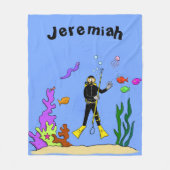 Funny scuba-duiker en cartoon van zee fleece deken (Voorkant)