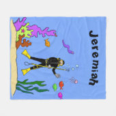 Funny scuba-duiker en cartoon van zee fleece deken (Voorkant (Horizontaal))