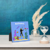 Funny scuba-duiker en cartoon van zee fotoplaat (Insitu)