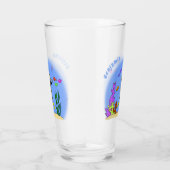 Funny scuba-duiker en cartoon van zee glas (Rechts)