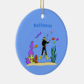 Funny scuba-duiker en cartoon van zee keramisch ornament (Rechts)