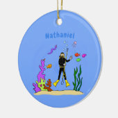 Funny scuba-duiker en cartoon van zee keramisch ornament (Links)