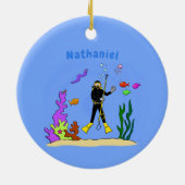 Funny scuba-duiker en cartoon van zee keramisch ornament (Achterkant)