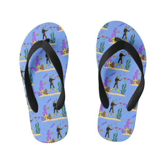 Funny scuba-duiker en cartoon van zee kinder teenslippers (Voetbed)