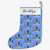 Funny scuba-duiker en cartoon van zee kleine kerstsok (Achterkant)