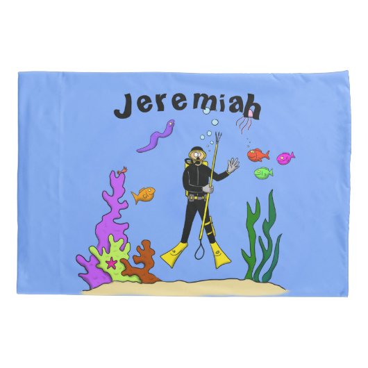 Funny scuba-duiker en cartoon van zee kussensloop (Achterkant)