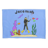 Funny scuba-duiker en cartoon van zee kussensloop (Voorkant)