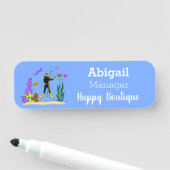 Funny scuba-duiker en cartoon van zee naamplaatje (In situ)