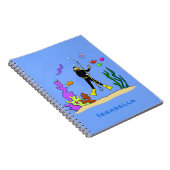 Funny scuba-duiker en cartoon van zee notitieboek (Rechterzijde)