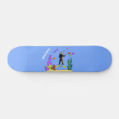 Funny scuba-duiker en cartoon van zee persoonlijk skateboard (Horizontaal)