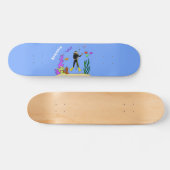 Funny scuba-duiker en cartoon van zee persoonlijk skateboard (Horizontaal)