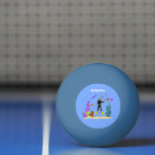 Funny scuba-duiker en cartoon van zee pingpongbal (Net)