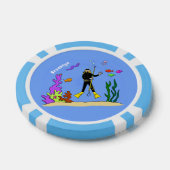 Funny scuba-duiker en cartoon van zee poker chips (Enkel)