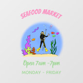 Funny scuba-duiker en cartoon van zee raamsticker (Vel)