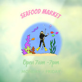 Funny scuba-duiker en cartoon van zee raamsticker (Vel 3)