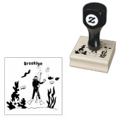Funny scuba-duiker en cartoon van zee rubberstempel (Gestempeld)