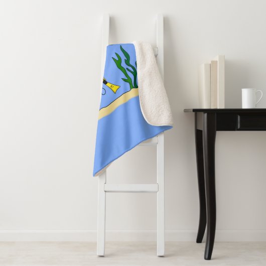 Funny scuba-duiker en cartoon van zee sherpa deken (In situ)