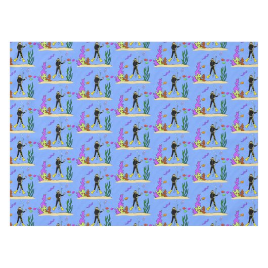 Funny scuba-duiker en cartoon van zee tafelkleed (Voorkant (Horizontaal))