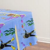 Funny scuba-duiker en cartoon van zee tafelkleed (Voorbeeld)