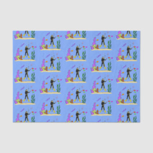 Funny scuba-duiker en cartoon van zee tissuepapier