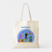Funny scuba-duiker en cartoon van zee tote bag (Achterkant)