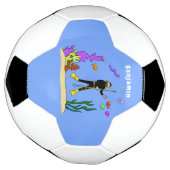 Funny scuba-duiker en cartoon van zee voetbal (Gedraaid)