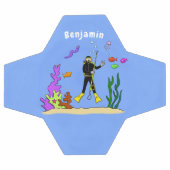 Funny scuba-duiker en cartoon van zee voetbal (Enkel)