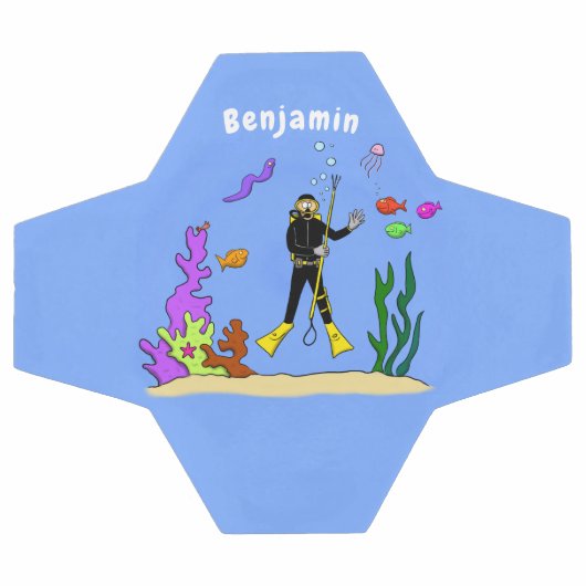 Funny scuba-duiker en cartoon van zee voetbal (Enkel)