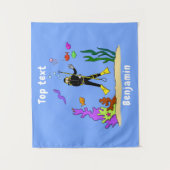 Funny scuba-duiker en cartoon van zee wandkleed (Voorkant)