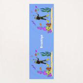 Funny scuba-duiker en cartoon van zee yogamat (Voorkant)