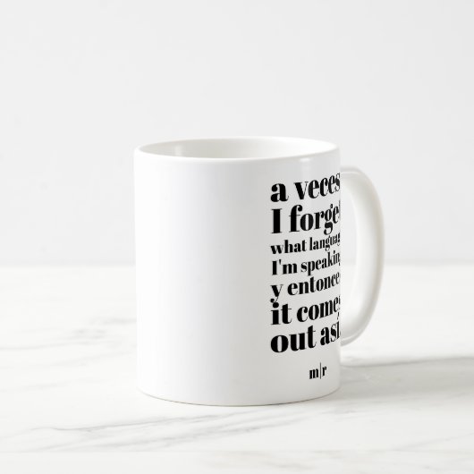 Funny Se Habla Spanglish Latino Black White Koffiemok (Voorkant rechts)