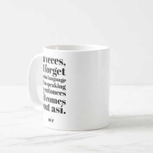 Funny Se Habla Spanglish Latino Black White Koffiemok (Voorkant links)