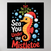 Funny Sea Horse Christmas Seahorse Santa Hat Kids  Poster (Voorkant)