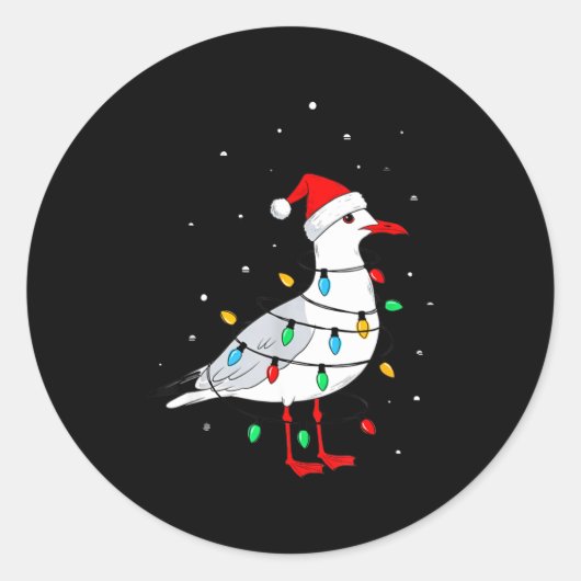 Funny Seagull Bird Christmas Animal Lover  Ronde Sticker (Voorkant)