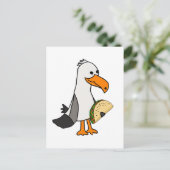 Funny Seagull Bird eet Taco Cartoon Briefkaart (Staand voorkant)