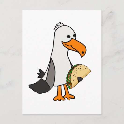 Funny Seagull Bird eet Taco Cartoon Briefkaart (Voorkant)