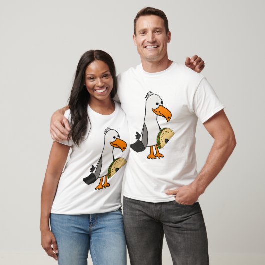 Funny Seagull Bird eet Taco Cartoon T-shirt (Unisex)