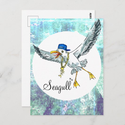 Funny seagull briefkaart (Voorkant / Achterkant)