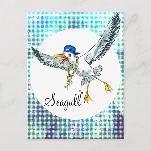 Funny seagull briefkaart (Voorkant)