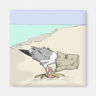 Funny Seagull Fast Food Refkoelkast Magnet