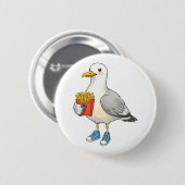 Funny Seagull Fries Sneakers Ronde Button 5,7 Cm (Voorkant /achterkant)