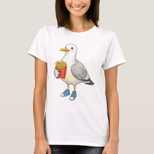 Funny Seagull Fries Sneakers T-shirt (Voorkant)