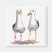 Funny seagull ink tekening — komische zeegarens magneet (Voorkant)