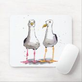 Funny seagull ink tekening — komische zeegarens muismat (Met muis)