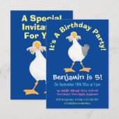 Funny seagull met Franse friet cartoon Uitnodiging (Voorkant / Achterkant)