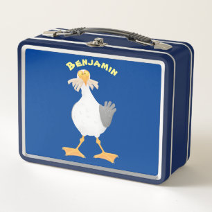 Funny seagull met Franse frieten cartoon