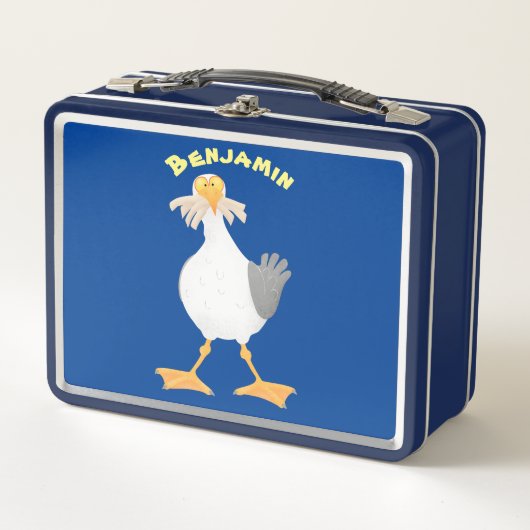 Funny seagull met Franse frieten cartoon (Voorkant)