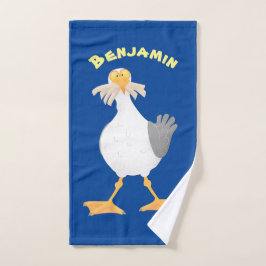 Funny seagull met Franse frieten cartoon Bad Handdoek