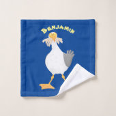 Funny seagull met Franse frieten cartoon Bad Handdoek (Wasdoekje)
