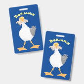 Funny seagull met Franse frieten cartoon Badge (Voor- en achterkant)